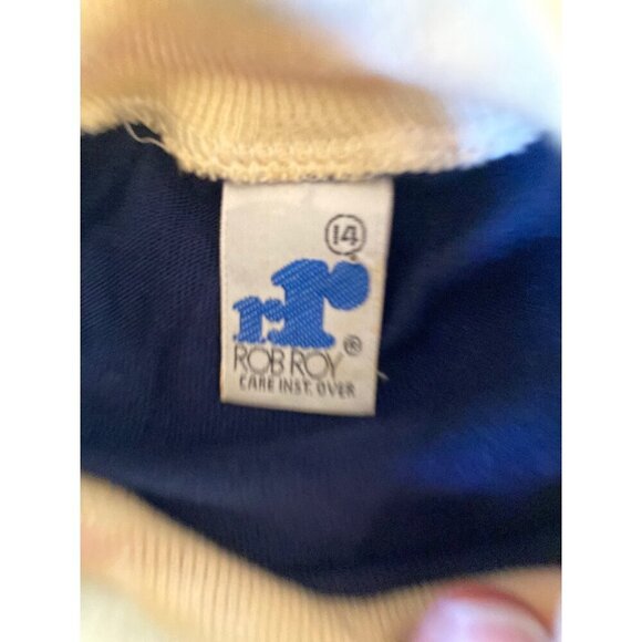 Vintage 1980's Rob Roy Boys Blue Elastic Striped Collar Cuff Size 14 - Picture 4 of 6